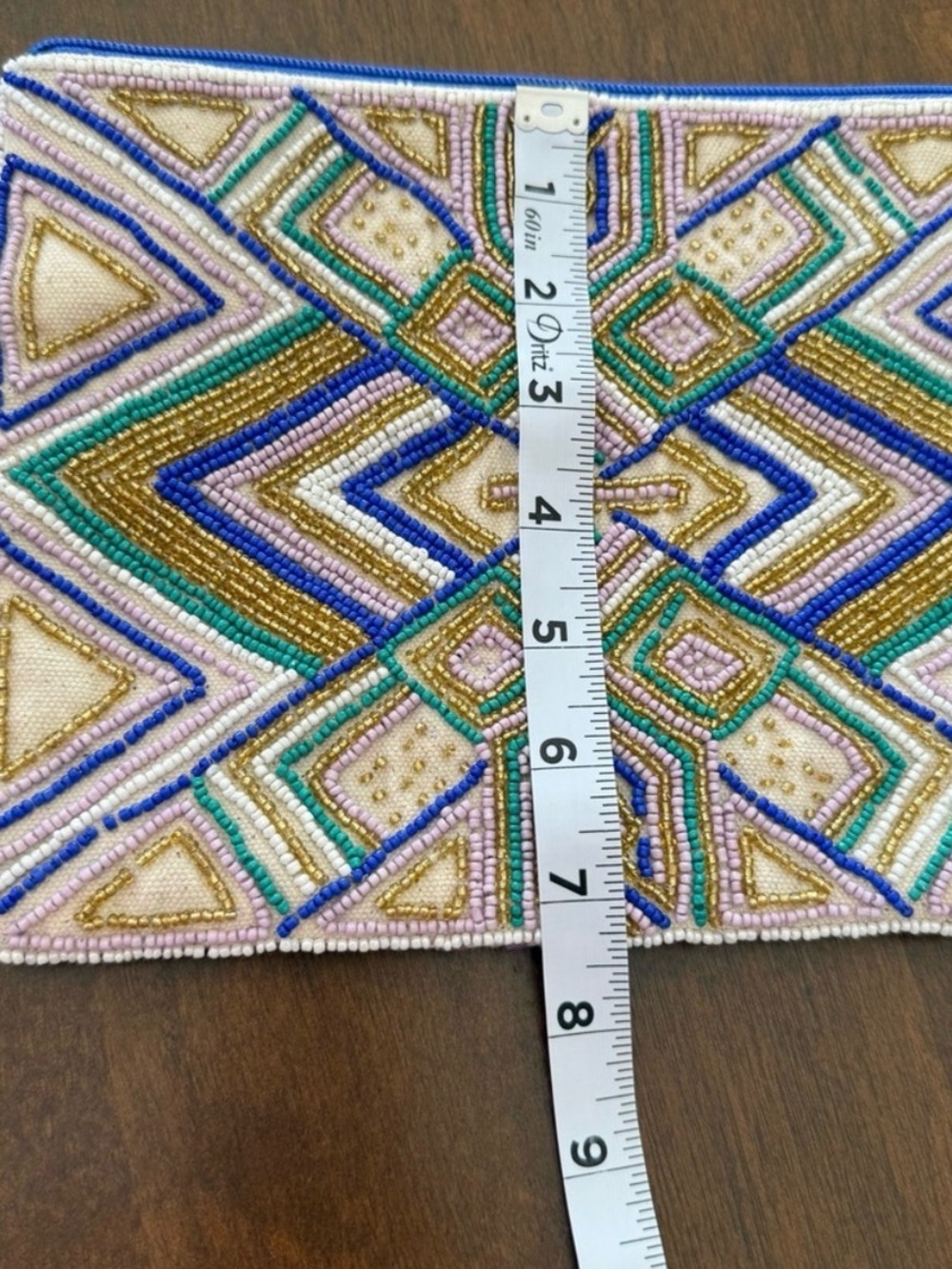 America & Beyond Ella Tribal Embellished Wristlet Beaded Boho Clutch - Picture 3 of 5
